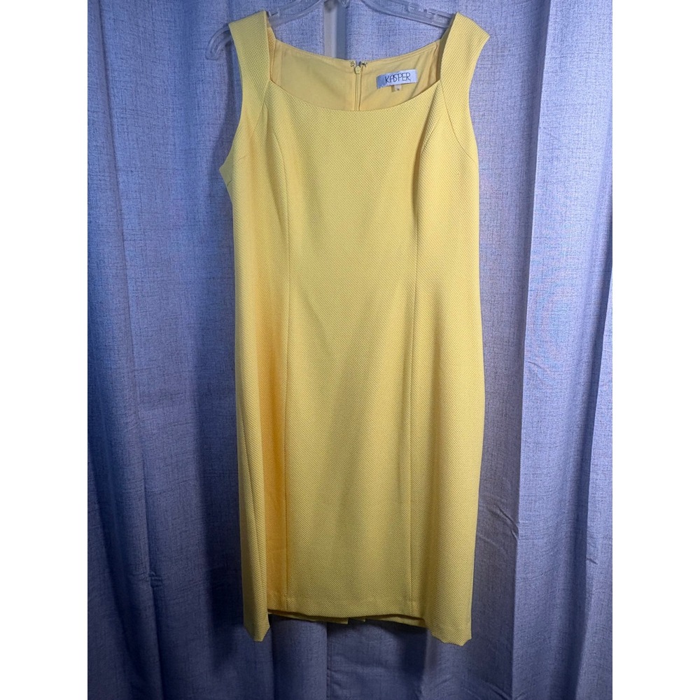 Kasper Womens Daffodil Yellow Textured Waffle Sheath Dress 10671874-L03 Size 14